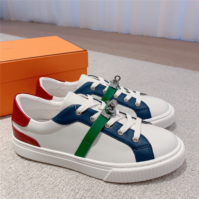 Hermès British retro design white shoes