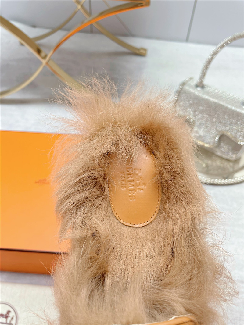 hermes classic wool slippers