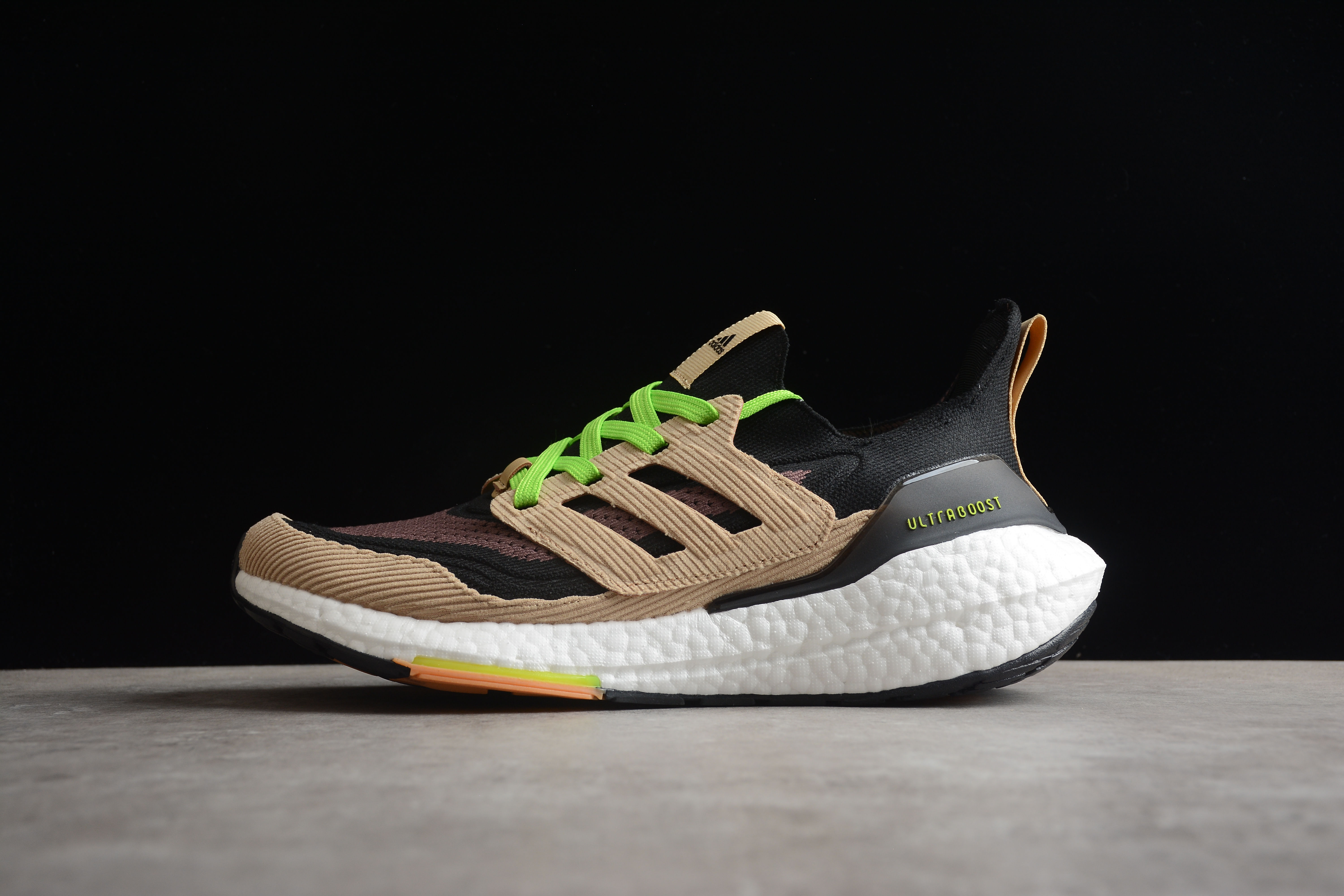 adidas Ultra Boost 21 Black Beige Tone Green GX5254