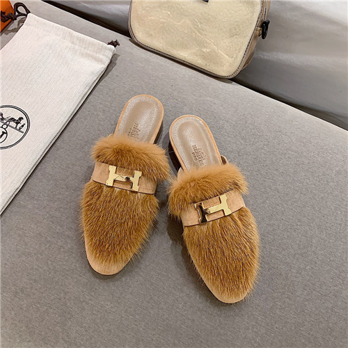 hermes sheepskin mink loafers