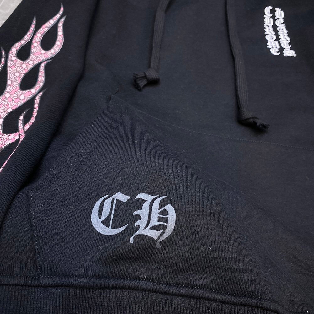 Chrome Hearts Replica Pink Flame Hoodie Replica