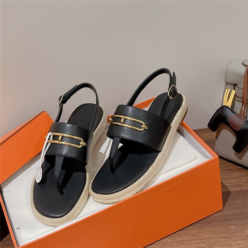 hermes knitted flat sandals