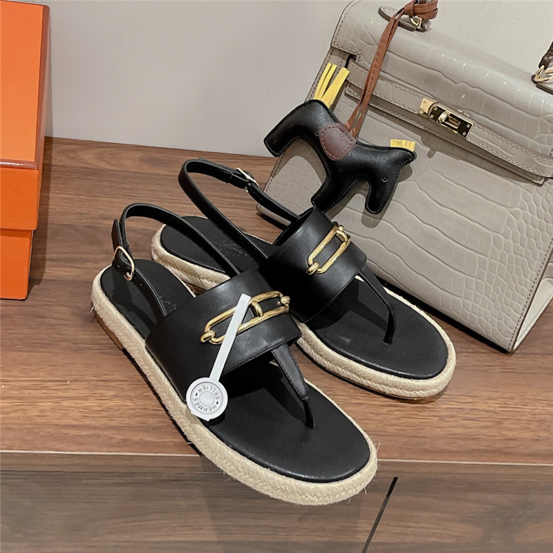 hermes knitted flat sandals