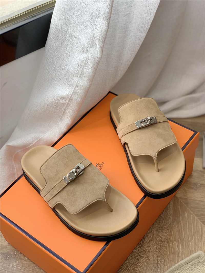 hermes Kelly buckle flip flops