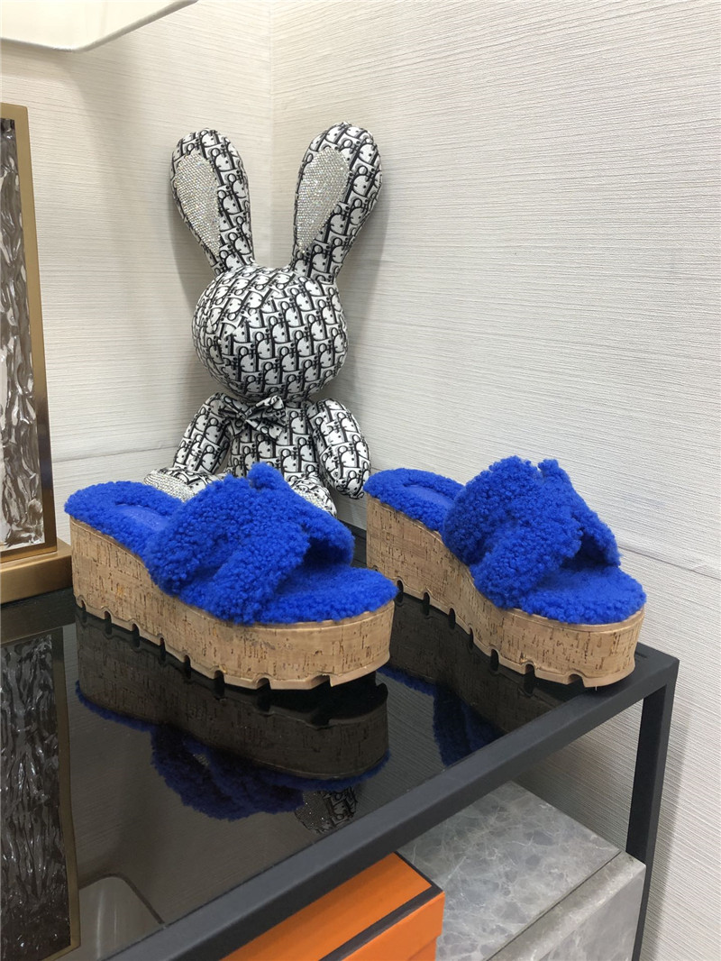 Hermès Teddy Fur Slippers