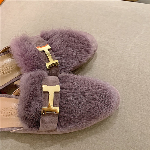 hermes sheepskin mink loafers
