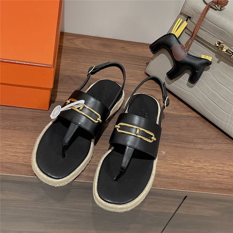 hermes knitted flat sandals