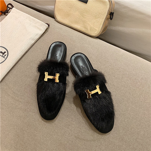 hermes sheepskin mink loafers