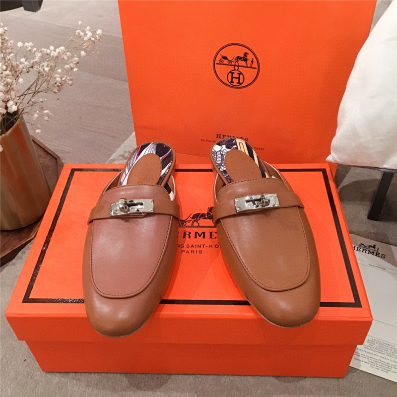 Hermes Kelly Buckle Half Slip Shoes
