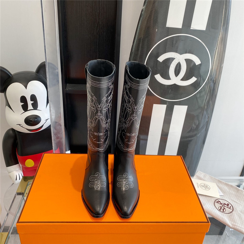 hermes embroidered long boots