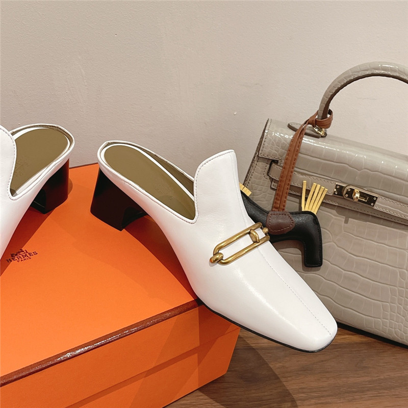 hermes muller chunky heel slippers