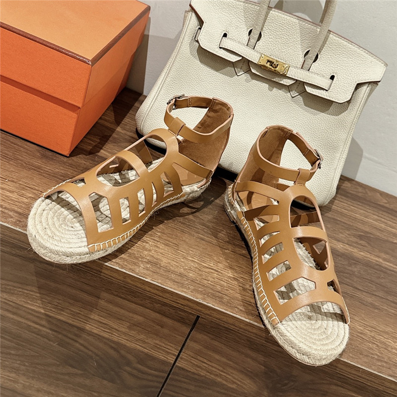Hermès cutout pig nose espadrille sandals