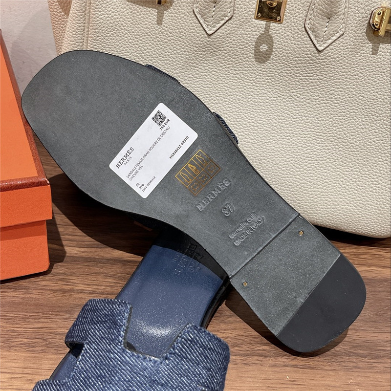 hermes H buckle slippers