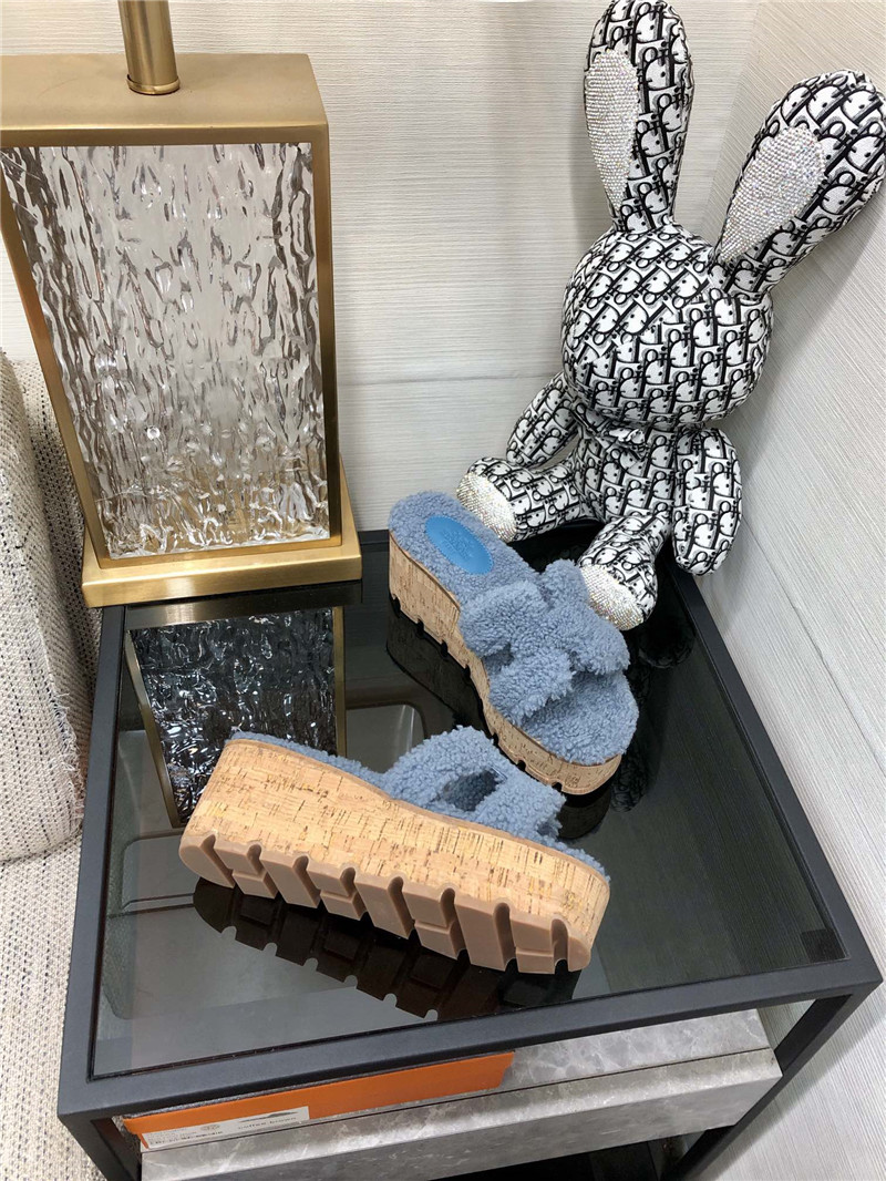 Hermes Birkin Replica Teddy Fur Slippers