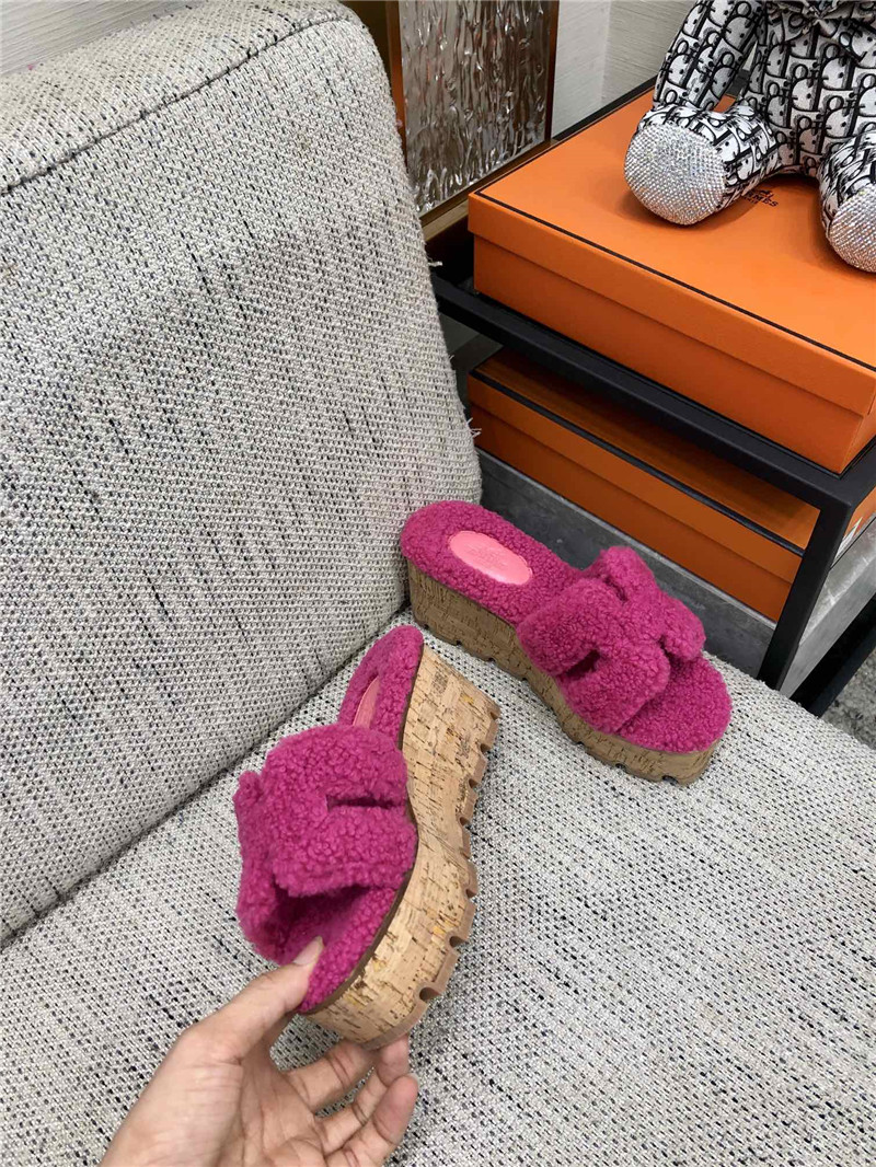 Hermes Birkin Replica Teddy Fur Slippers
