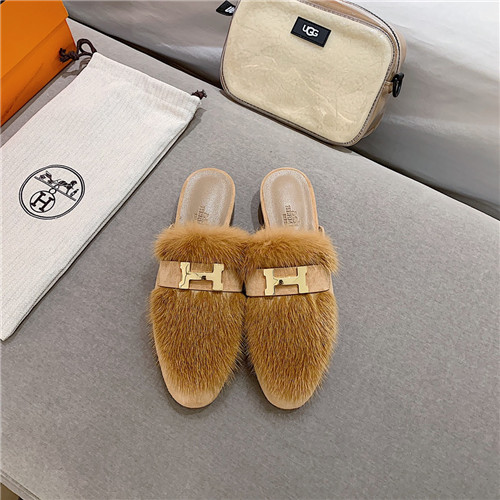 hermes sheepskin mink loafers