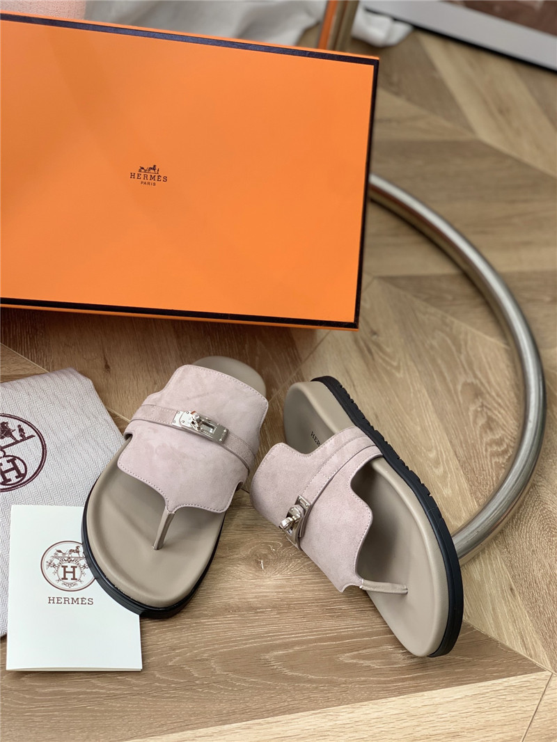 hermes Kelly buckle flip flops