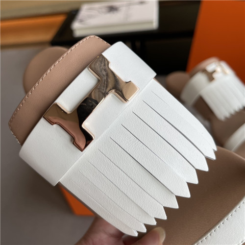 hermes H flat slippers