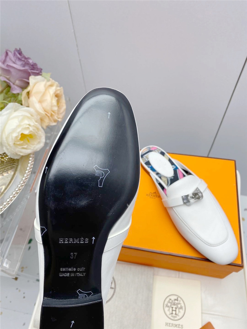 hermes kelly gold buckle slippers