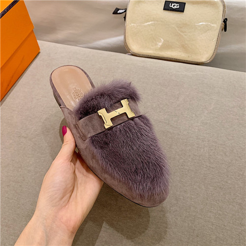 hermes sheepskin mink loafers