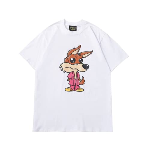 Drew cartoon wolf t-shirt white
