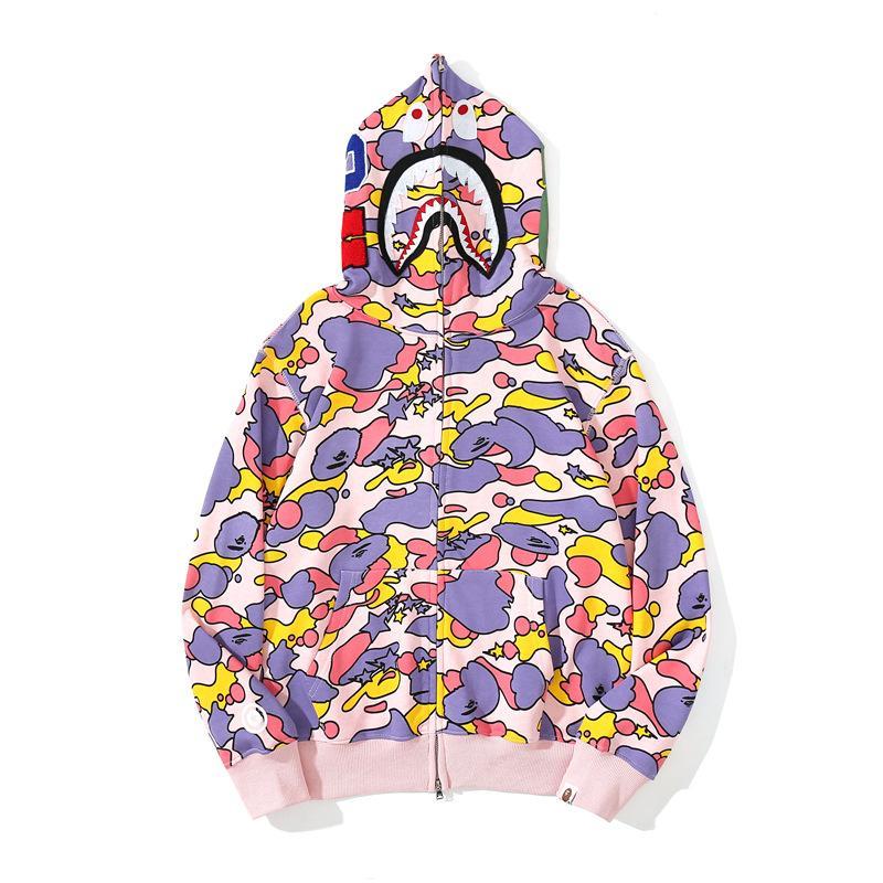 Bape Shark Hoodies 21SS Multi color Full Zipper Sweatshirts