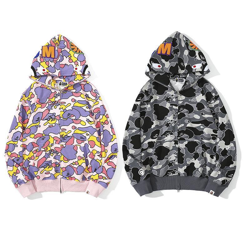 Bape Shark Hoodies 21SS Multi color Full Zipper Sweatshirts