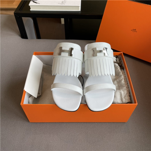 hermes H flat slippers