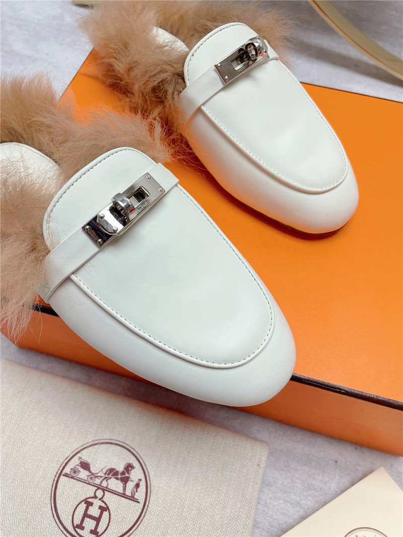 hermes classic wool slippers