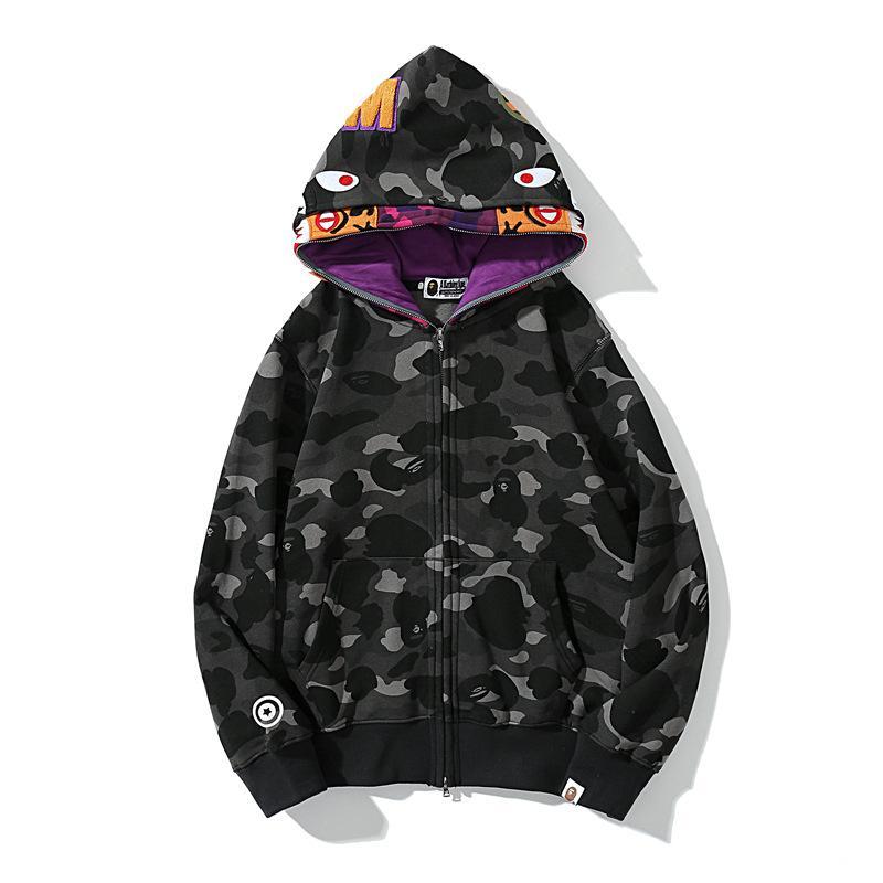 Bape Shark Hoodie 21ss Full Zipper double Hooded Camo Sweatshirt