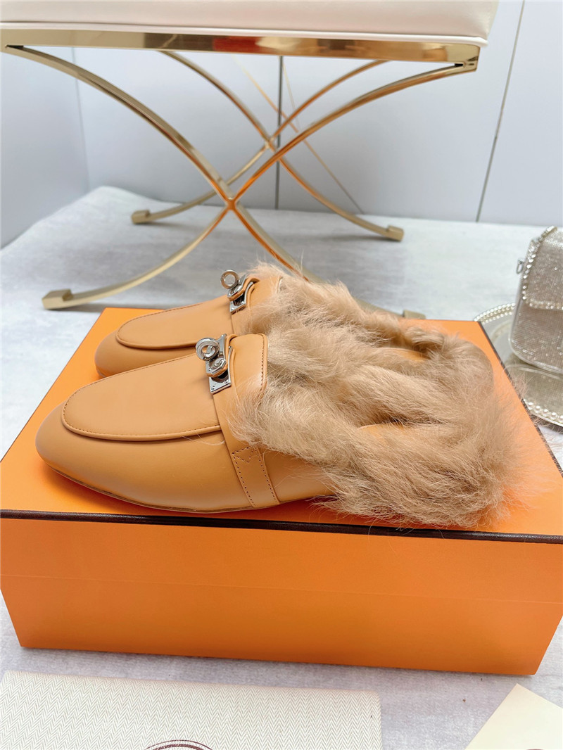 hermes classic wool slippers