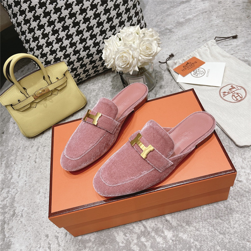 hermes H buckle classic slippers