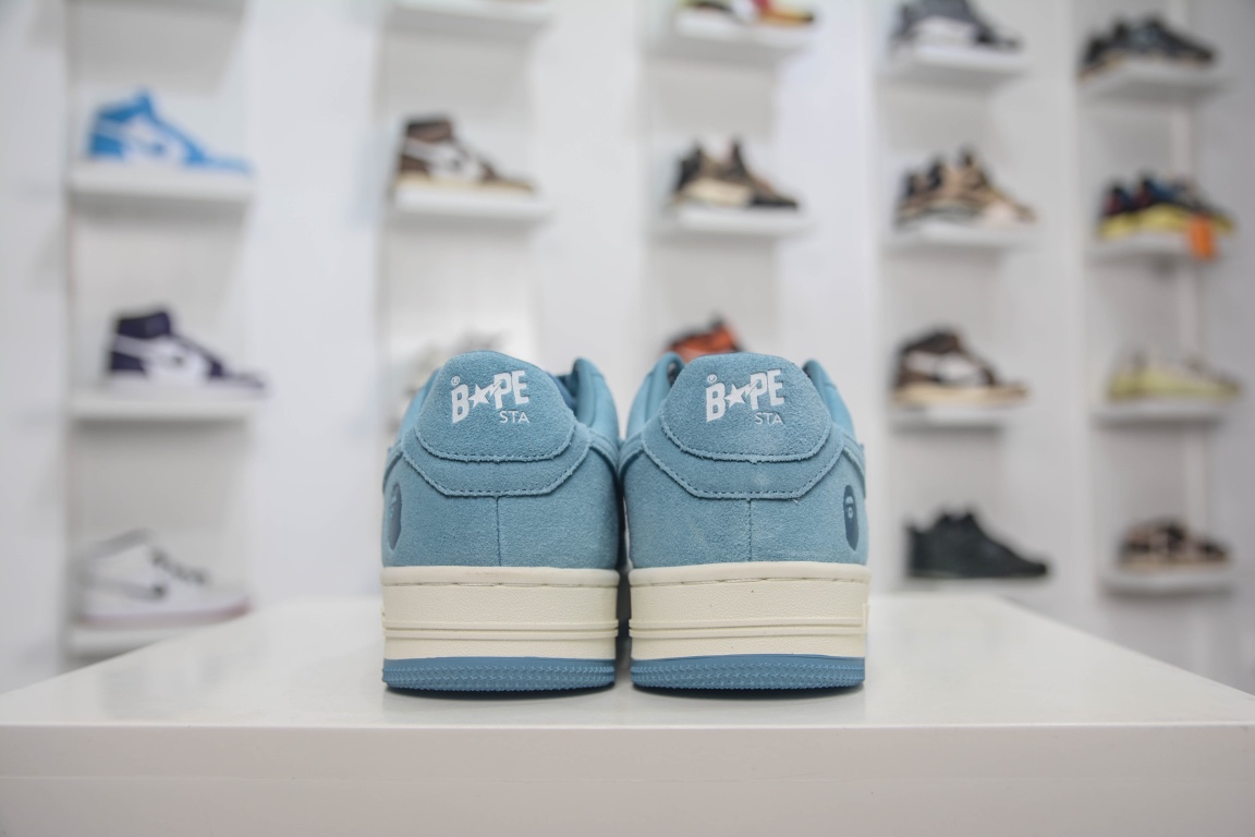 A Bathing Ape Bape Sta Low Blue Suede