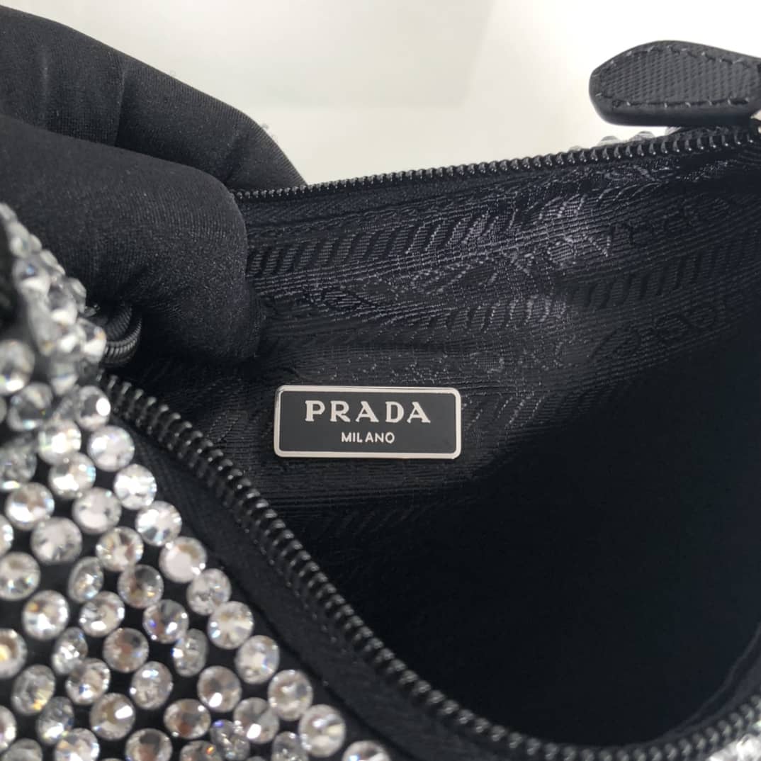 Prada Satin Re-Edition 2000 Crystal Mini Hobo