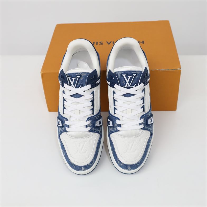 LOUIS VUITTON TRAINER MONOGRAM DENIM WHITE BLUE   LVS006