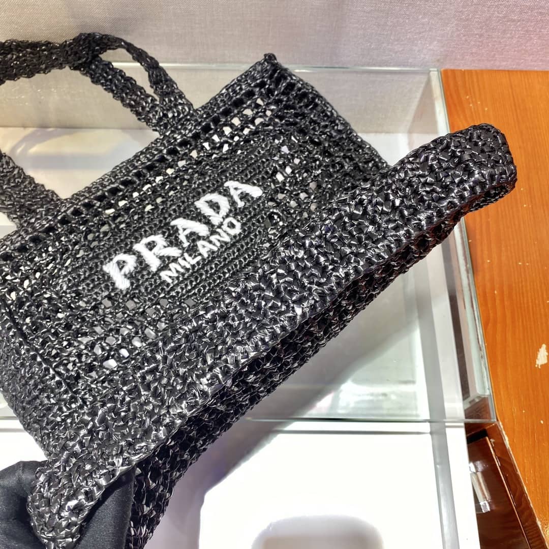 Replica Pradas Raffia Leather Replica Tote