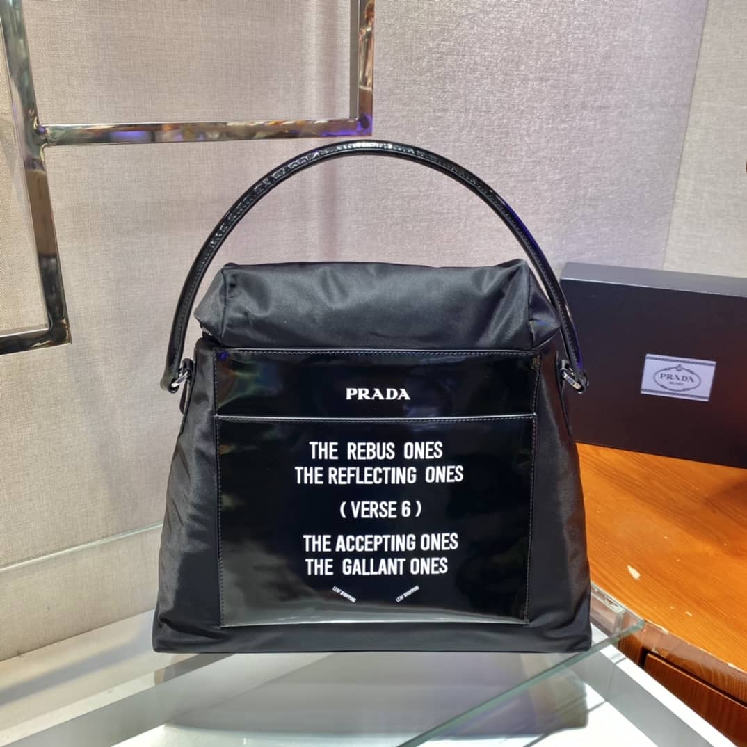 Prada Signaux Nylon Leather Replica Hobo Bag