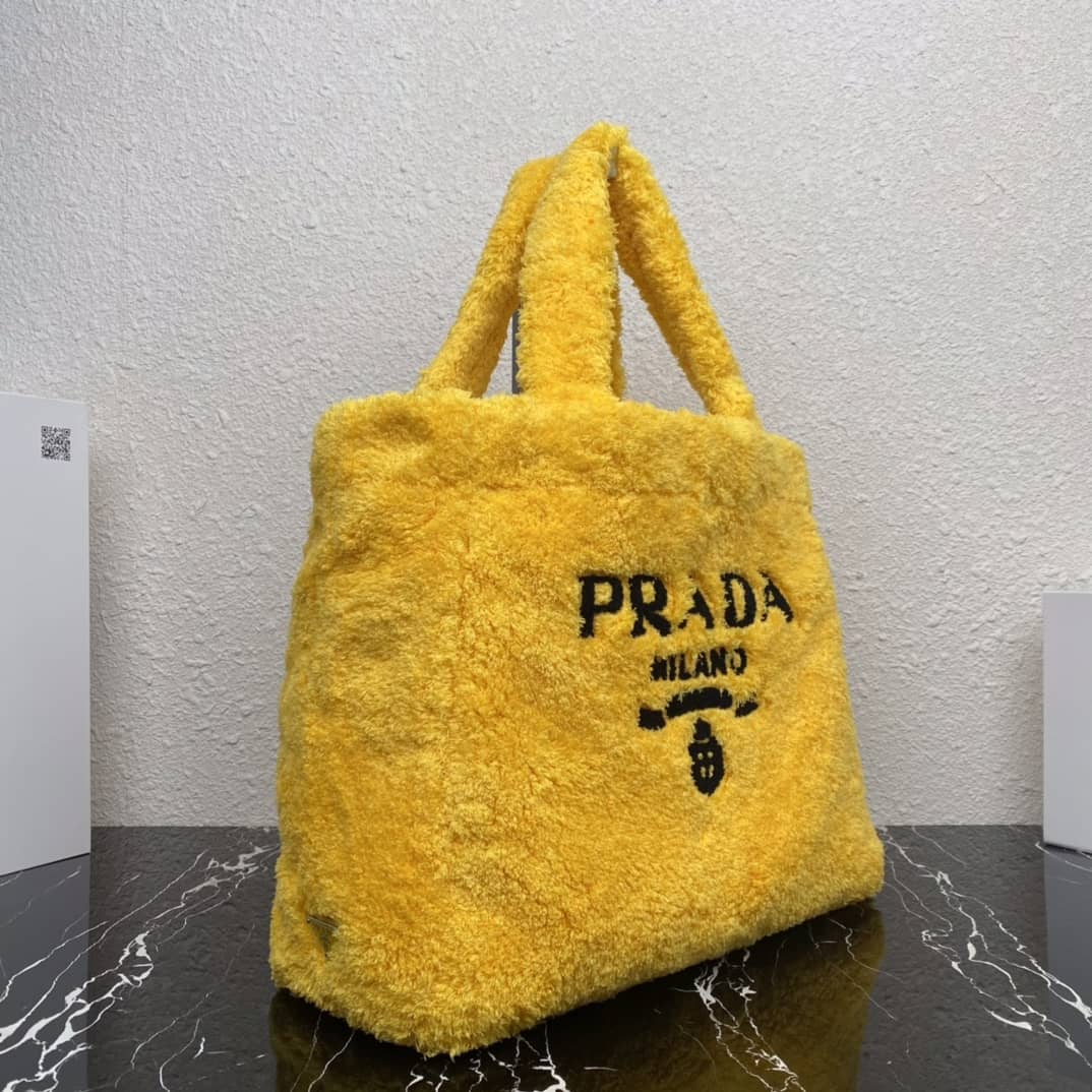 Replica Pradas Shearling Tote Shoulder Bag(ColaReps)