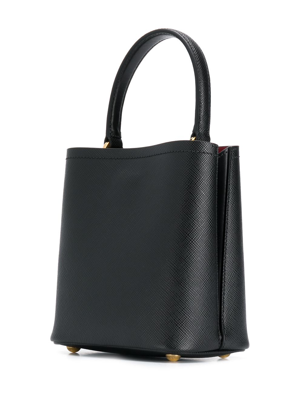 Replica Pradas logo plaque bucket bag
