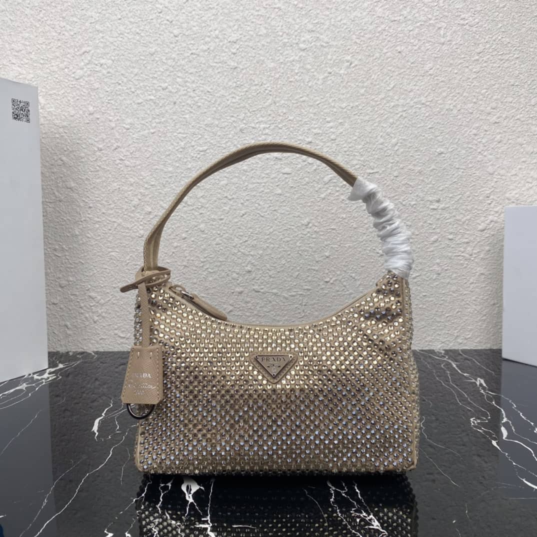 Prada Satin Re-Edition 2000 Crystal Mini Hobo