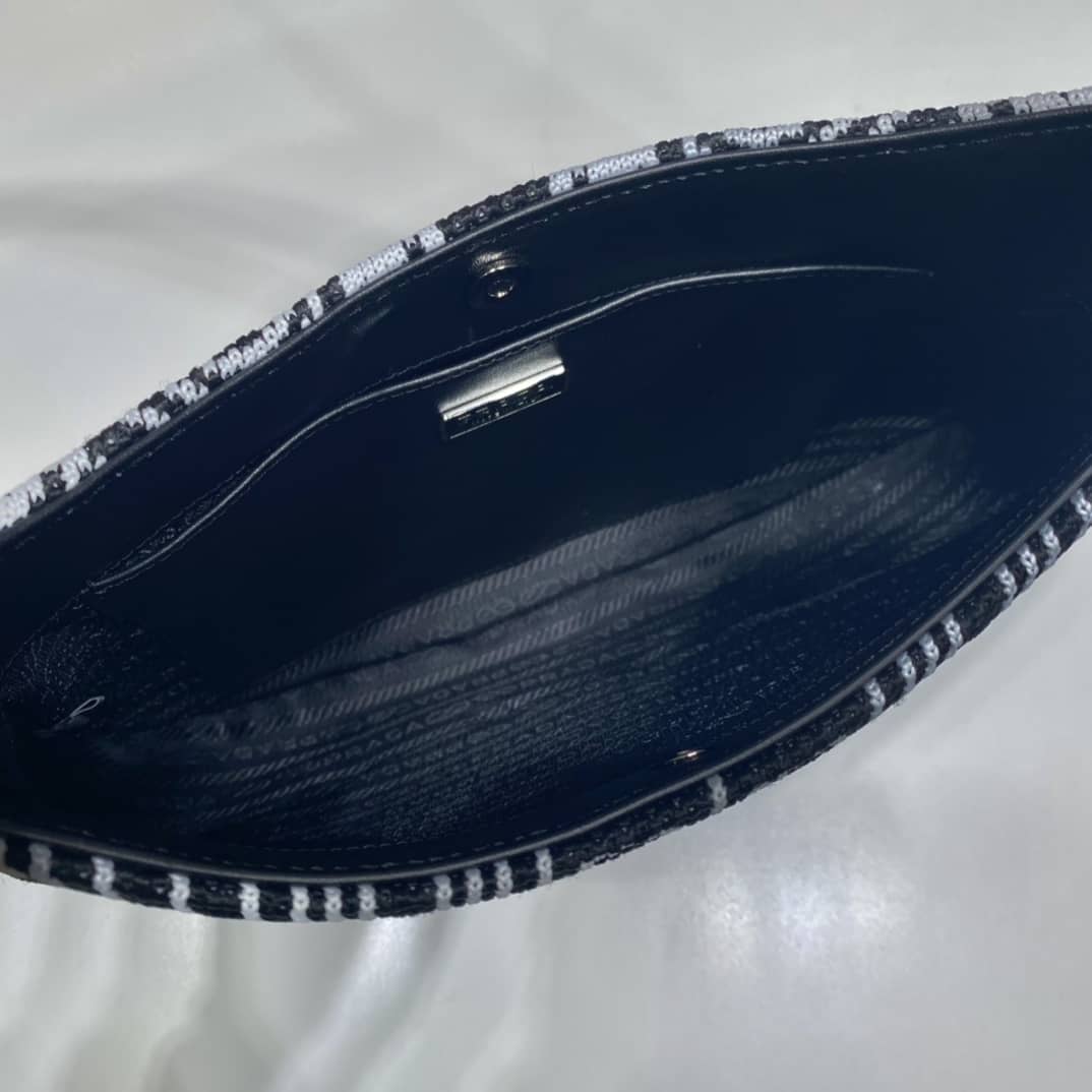 Prada Cleo Bag Dupe Jacquard Knit And Leather Replica Bag