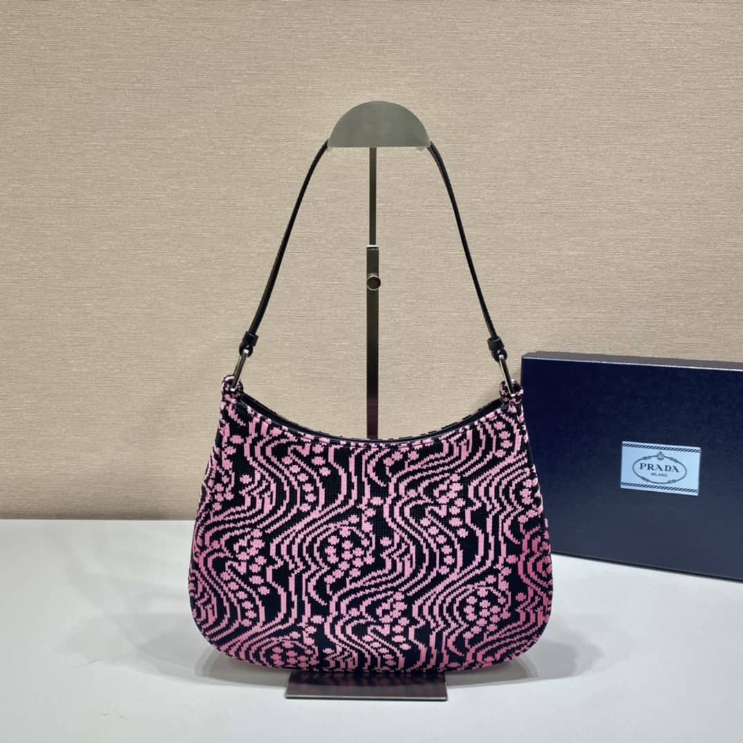 Prada Cleo Bag Dupe Jacquard Knit And Leather Replica Bag