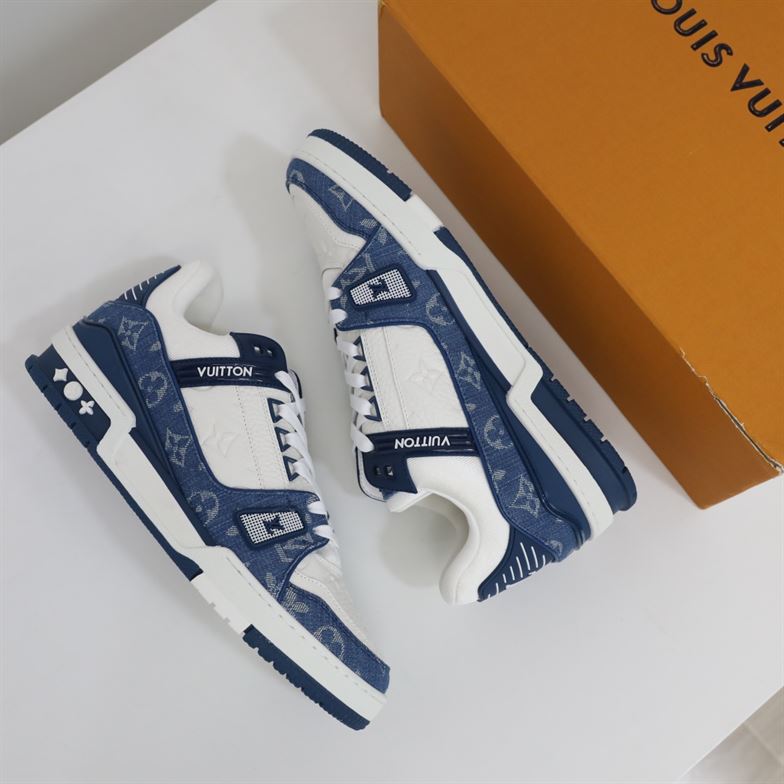 LOUIS VUITTON TRAINER MONOGRAM DENIM WHITE BLUE   LVS006