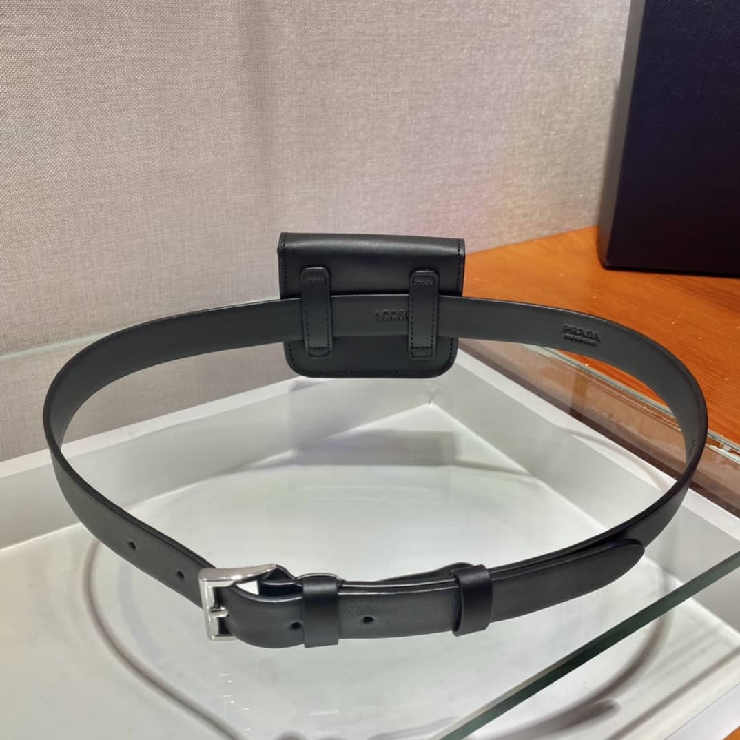 Replica Pradas Womens Leather Belt With Pouch