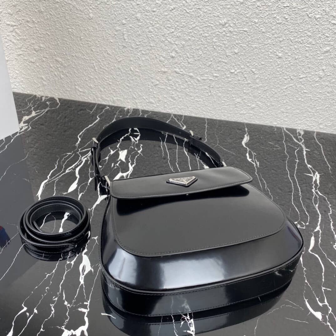 Replica Pradas Cleo Brushed Leather Flap Shoulder Bag