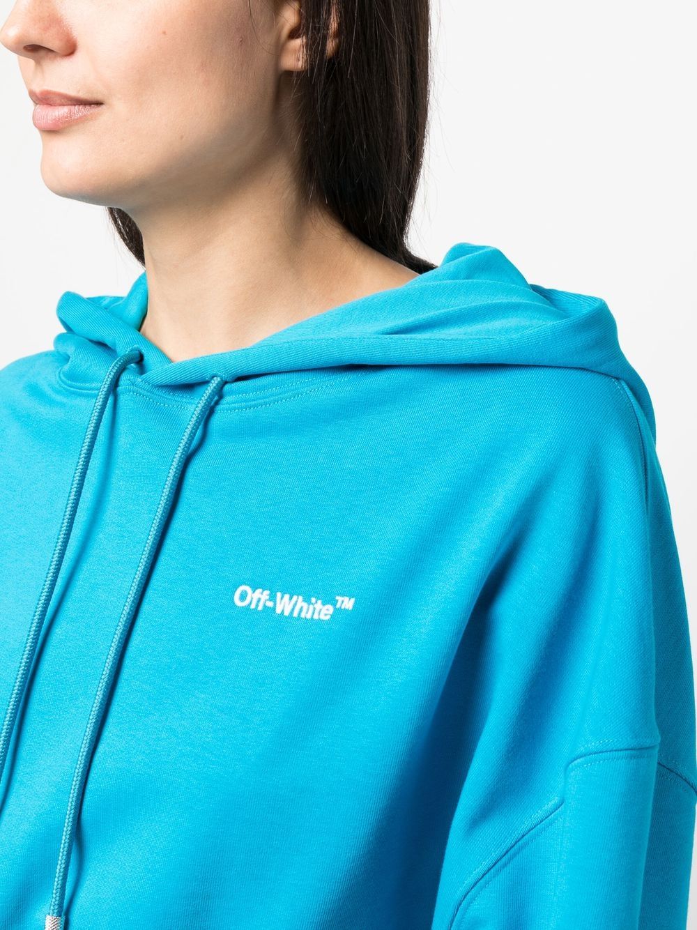 Off White Replica cropped logo-print hoodie