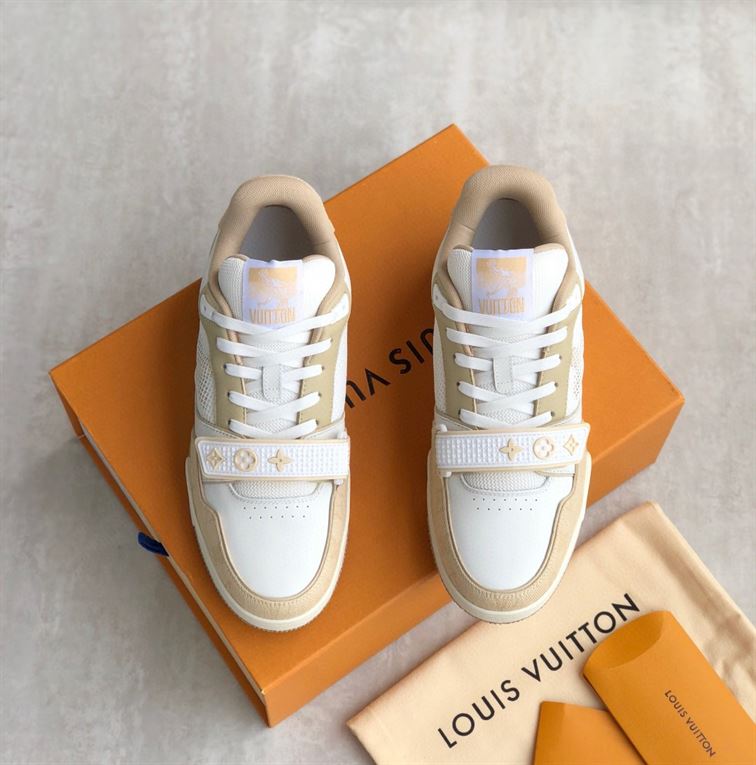 LOUIS VUITTON TRAINER BEIGE WHITE   LVS014