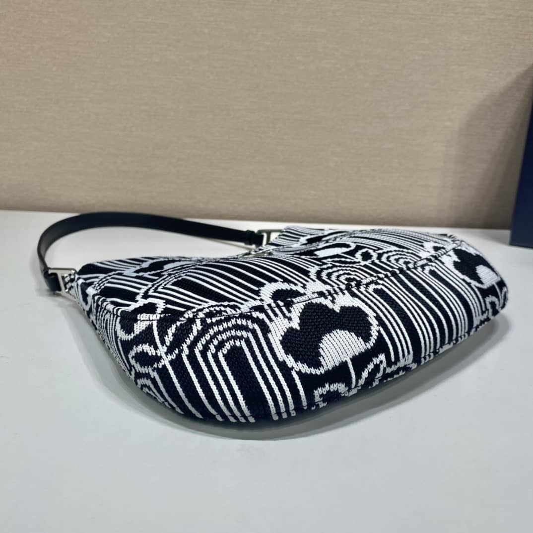 Prada Cleo Bag Dupe Jacquard Knit And Leather Replica Bag