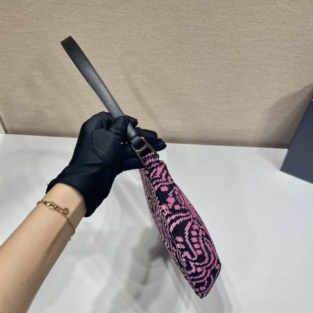 Prada Cleo Bag Dupe Jacquard Knit And Leather Replica Bag