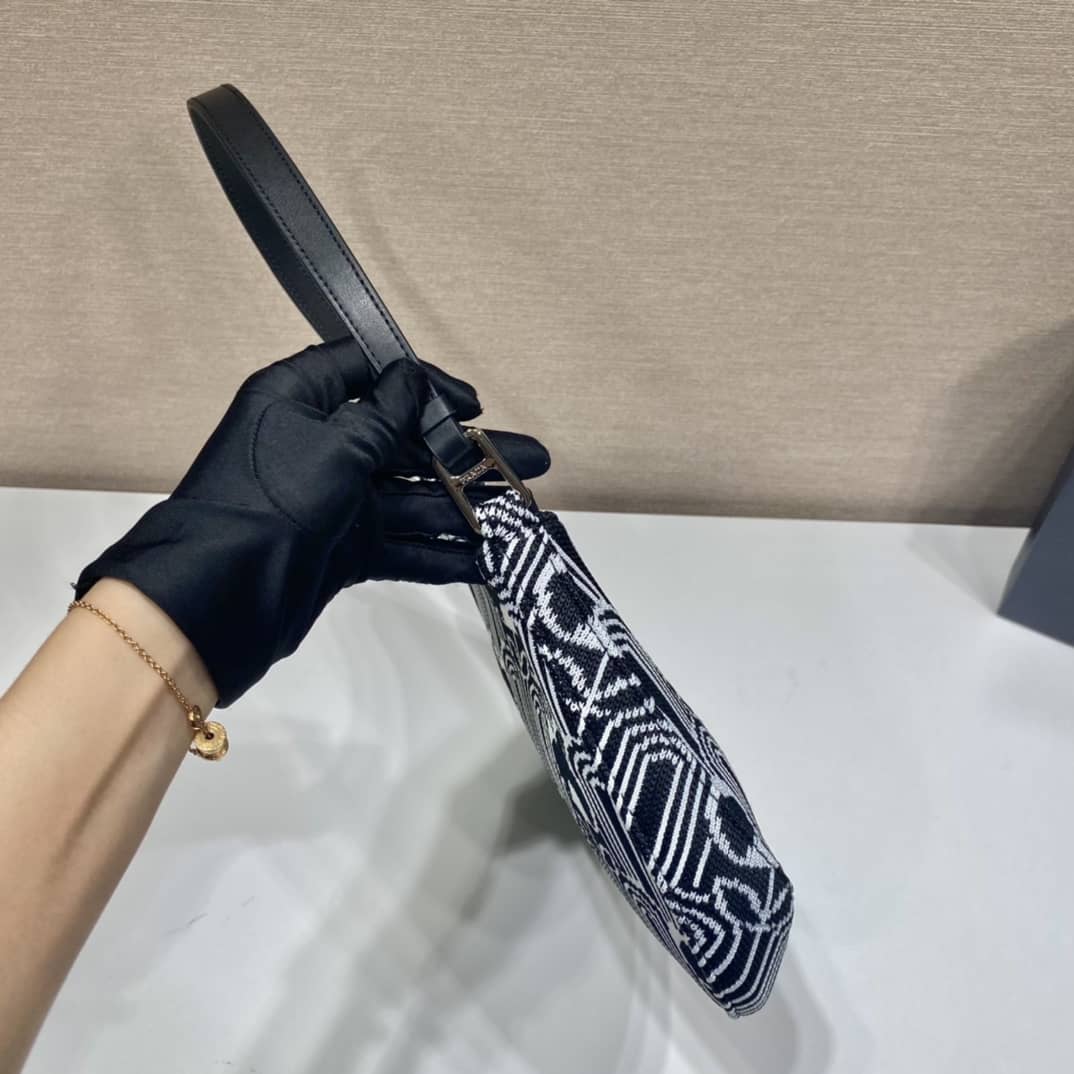 Prada Cleo Bag Dupe Jacquard Knit And Leather Replica Bag